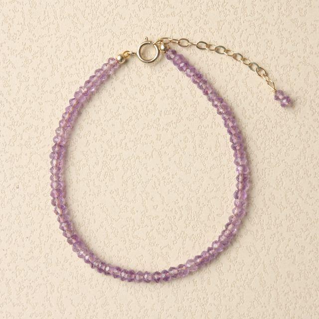 KEIUNDO アメジスト ボタンカット 14KGF ブレスレット be34 レディース 高級ケース付 |  | 01