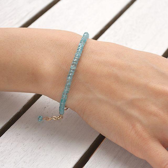 KEIUNDO ブルー アパタイト ボタンカット 14KGF ブレスレット 高級ケース付 レディース |  | 03