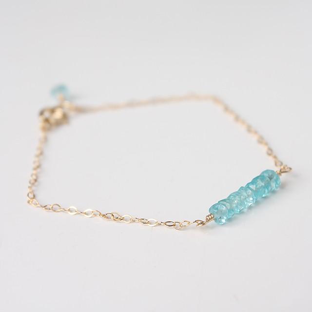 KEIUNDO　ブルーアパタイトボタンカット14KGFブレスレットkei63 | 