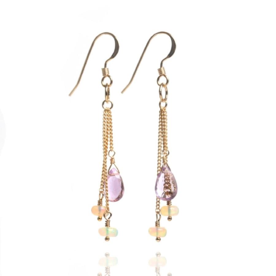 KEIUNDO ピンク アメジスト プレシャス オパール 14KGF ピアス レディース 天然石 専用ケース付 | 