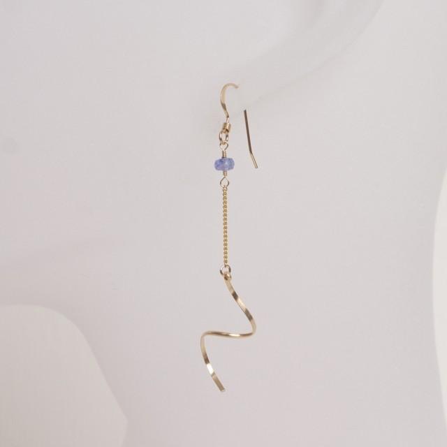 KEIUNDO タンザナイト 14KGF ロング ピアス レディース 天然石 専用ケース付 |  | 01