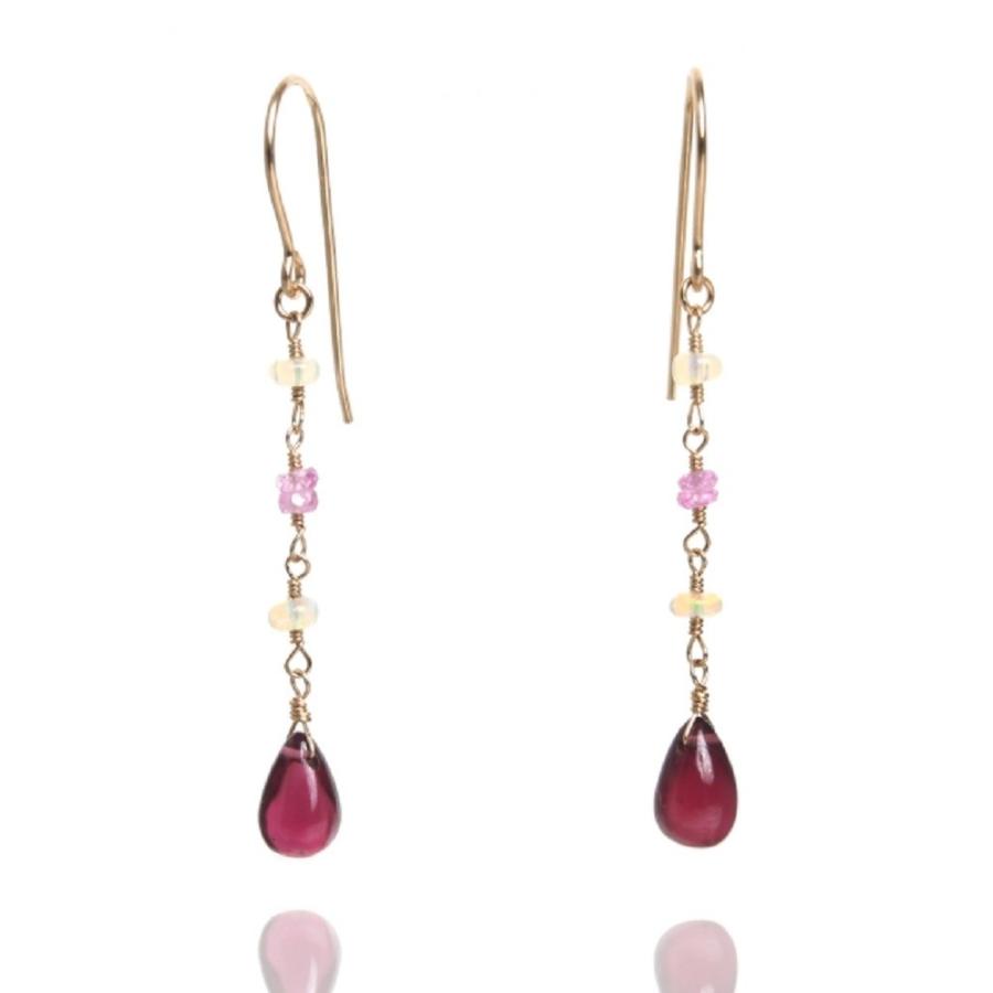 KEIUNDO ロードライト ガーネット パール サファイア 14KGF ピアス レディース 専用高級ケース付 | 