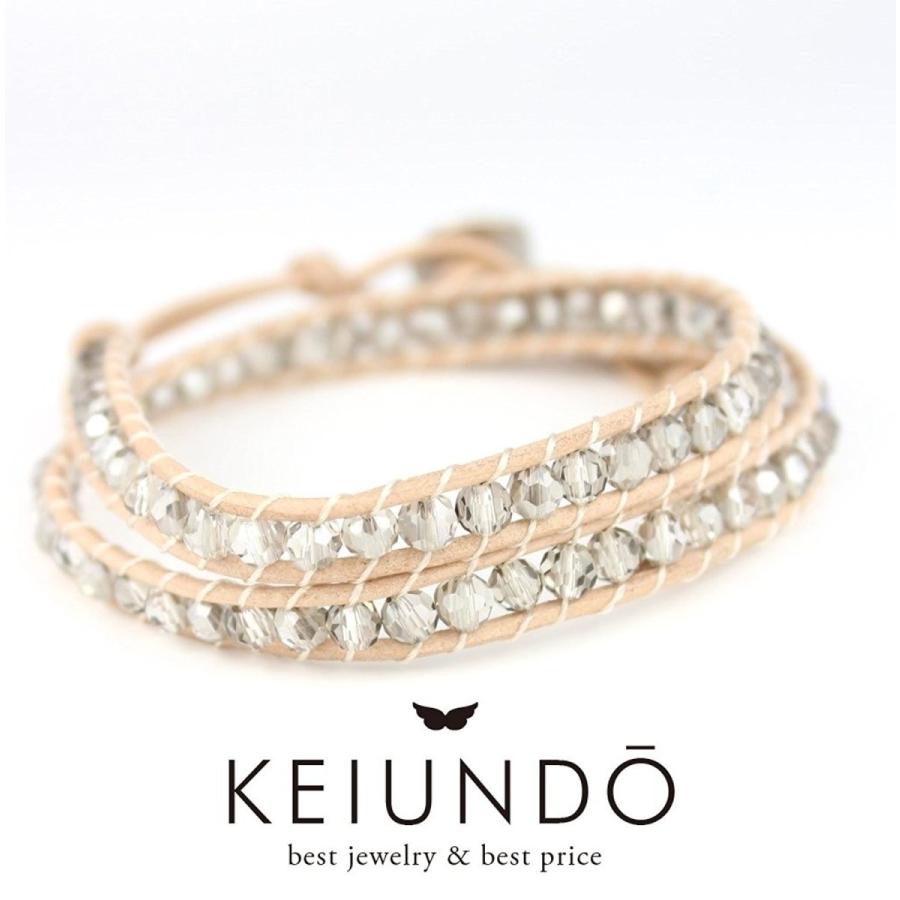 KEIUNDO レザー 2連 ラップ ブレスレット クリスタル ラッピング無料 レディース メンズ |  | 01