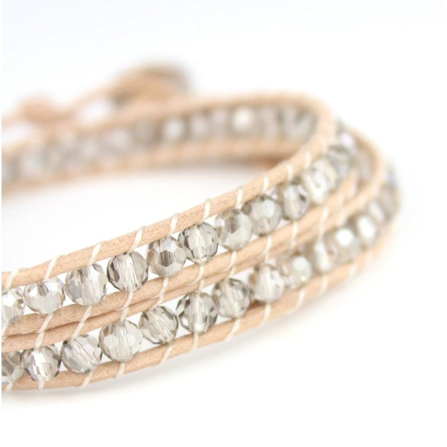 KEIUNDO レザー 2連 ラップ ブレスレット クリスタル ラッピング無料 レディース メンズ |  | 02