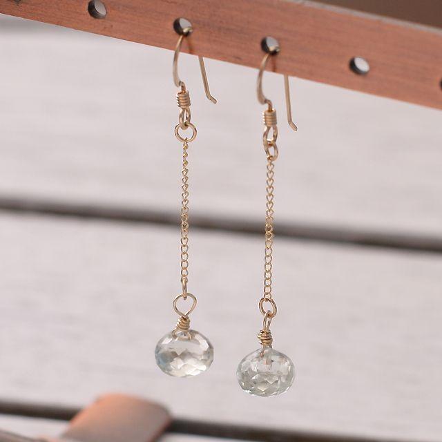 KEIUNDO グリーン アメジスト 14KGF ピアス レディース 天然石 高級ケース付 | 