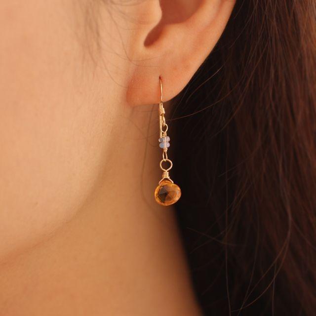 KEIUNDO シトリン & エチオピア産プレシャス オパール 14KGF ピアス レディース 天然石 高級ケース付 |  | 02