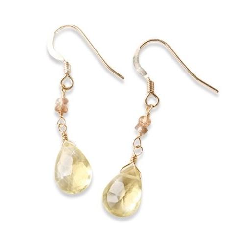 KEIUNDO レモンクォーツ & アンダリュサイト 14KGF ピアス 天然石 レディース 高級ケース付 | 