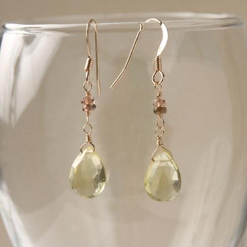 KEIUNDO レモンクォーツ & アンダリュサイト 14KGF ピアス 天然石 レディース 高級ケース付 |  | 01