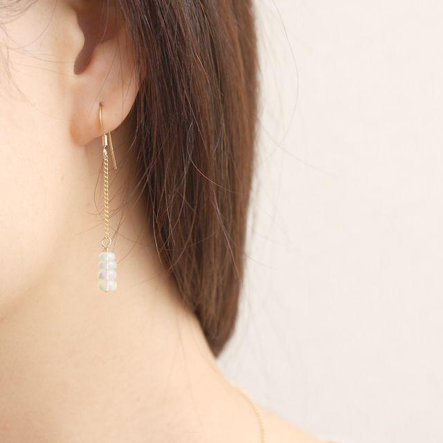 KEIUNDO エチオピア産 プレシャス オパール プレーンボタンカット 14KGF ピアス 天然石 レディース 高級ケース付 |  | 02