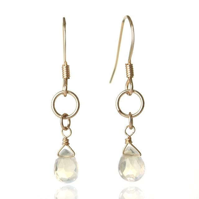 KEIUNDO セイロン ムーンストーン 14KGF ピアス レディース 天然石 高級ケース付 | 