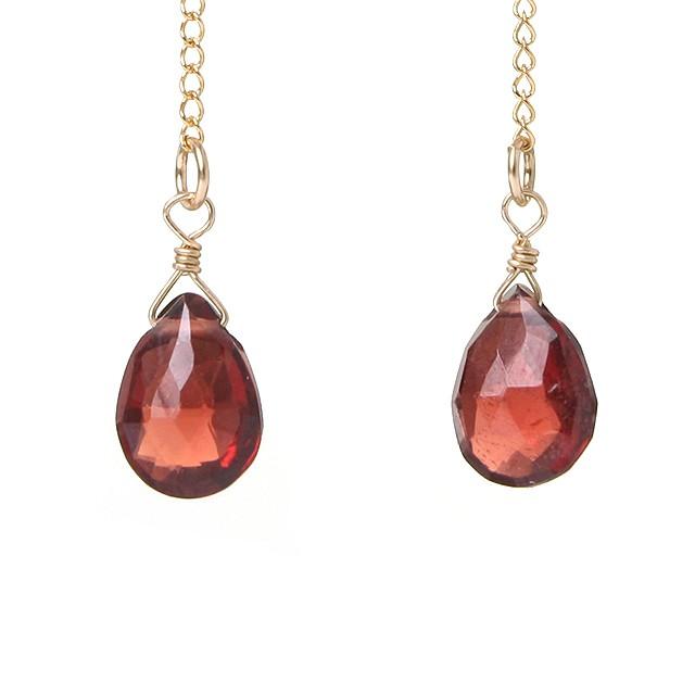 KEIUNDO ガーネット & アンダリュサイト 14KGF ロング ピアス レディース 天然石 高級ケース付 |  | 01