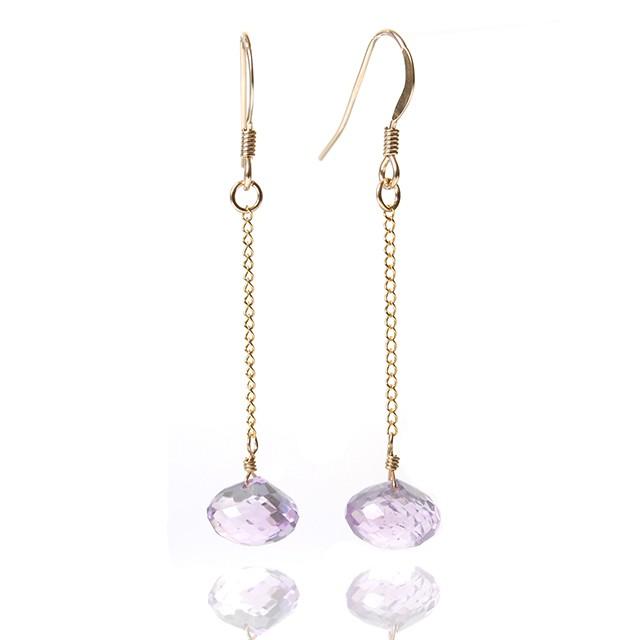 KEIUNDO ピンク アメジスト オニオンカット 14KGF ピアス レディース 天然石 高級ケース付 | 