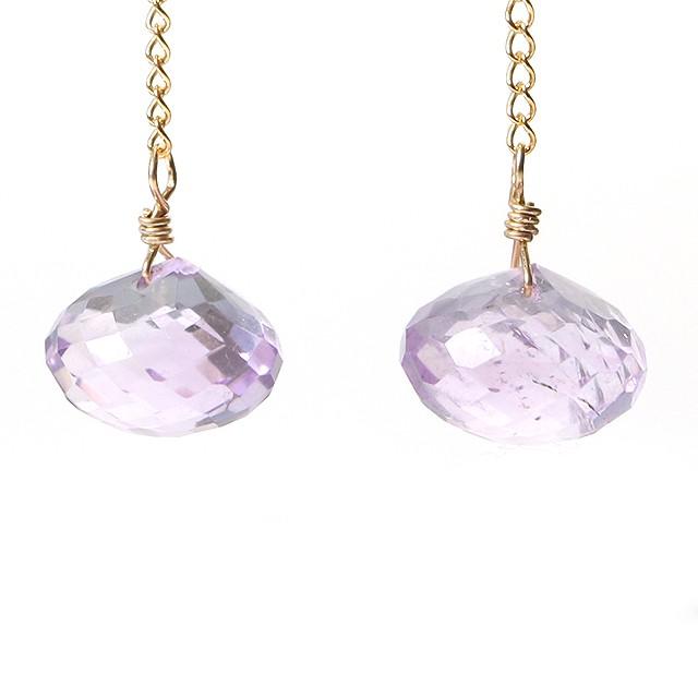 KEIUNDO ピンク アメジスト オニオンカット 14KGF ピアス レディース 天然石 高級ケース付 |  | 01