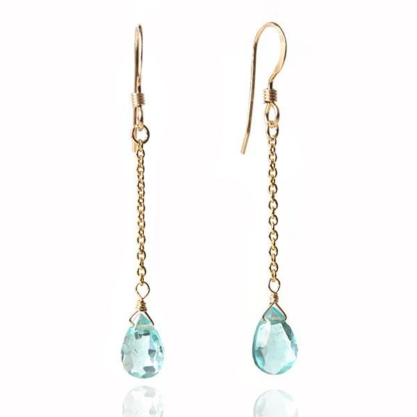 KEIUNDO ブルーグリーン アパタイト 14KGF ピアス レディース 天然石 高級ケース付 | 