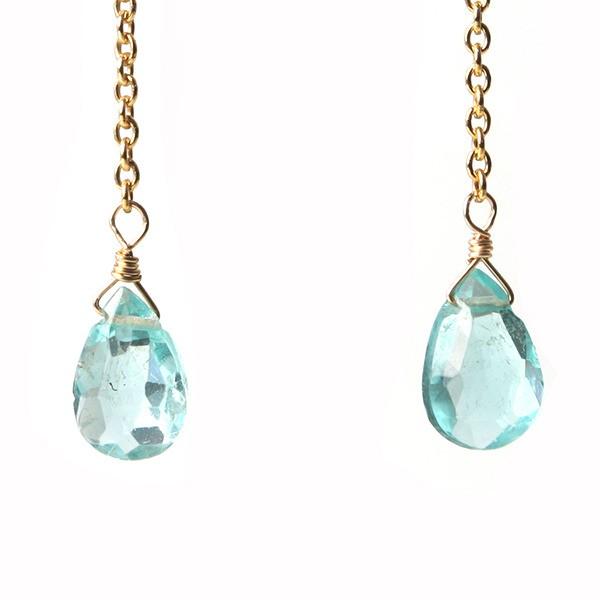 KEIUNDO ブルーグリーン アパタイト 14KGF ピアス レディース 天然石 高級ケース付 |  | 01