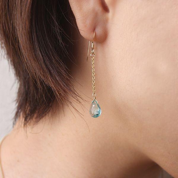 KEIUNDO ブルーグリーン アパタイト 14KGF ピアス レディース 天然石 高級ケース付 |  | 02