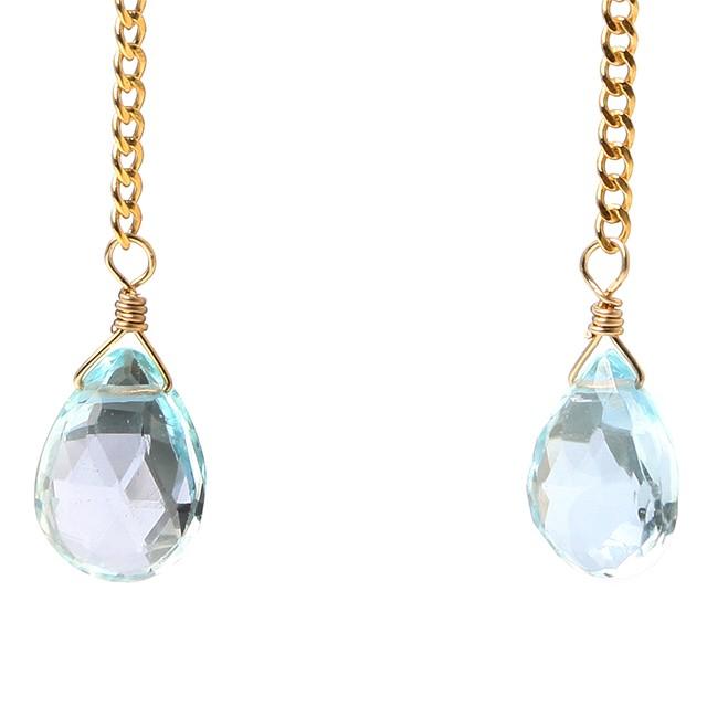 KEIUNDO ブルー トパーズ ｘ 淡水 パール 14KGF ピアス レディース 天然石 高級ケース付 |  | 01