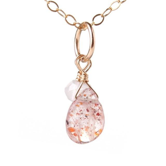 KEIUNDO マイカ サンストーン & ブルー ムーンストーン 14KGF ネックレス レディース 専用ケース付き |  | 01