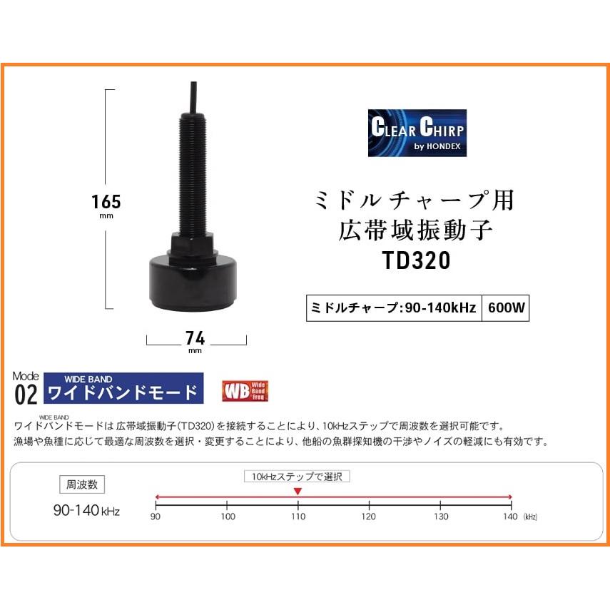 在庫あり 純正 ホンデックス 魚探 振動子 TD320 600W HDX-8C ワイドバンド＆チャープ HONDEX｜keiyo3｜03