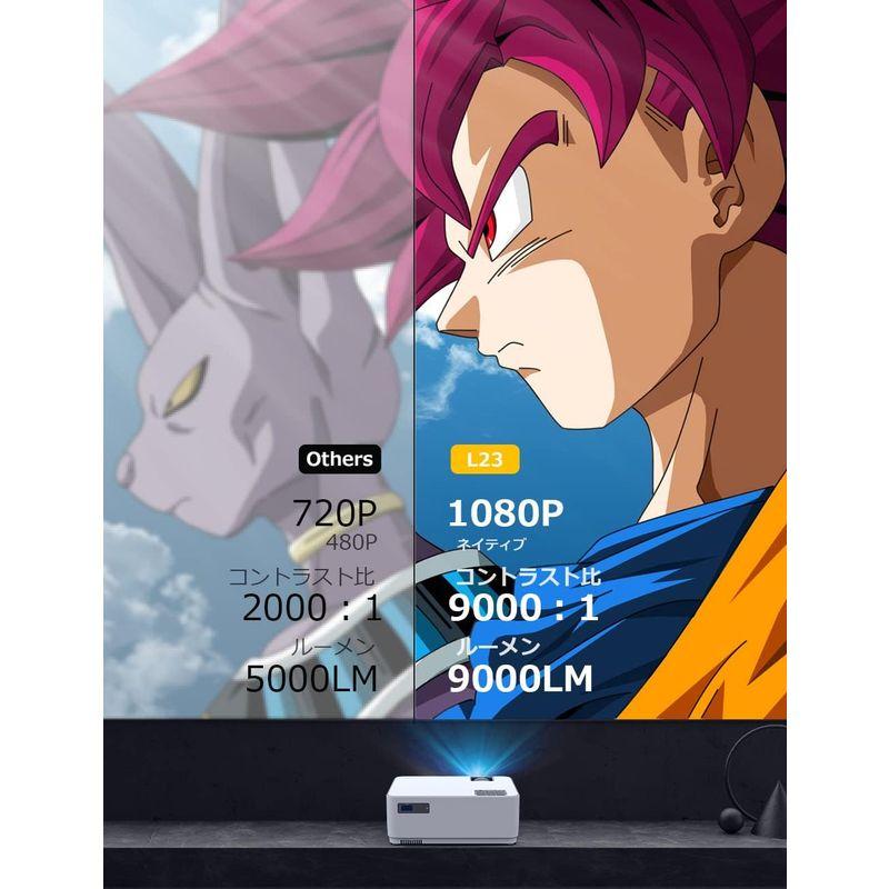 DBPOWER WiFi プロジェクター 9000lm リアル1920×1080P解像度 WiFi接続可 iOS/Android両方対応 交 