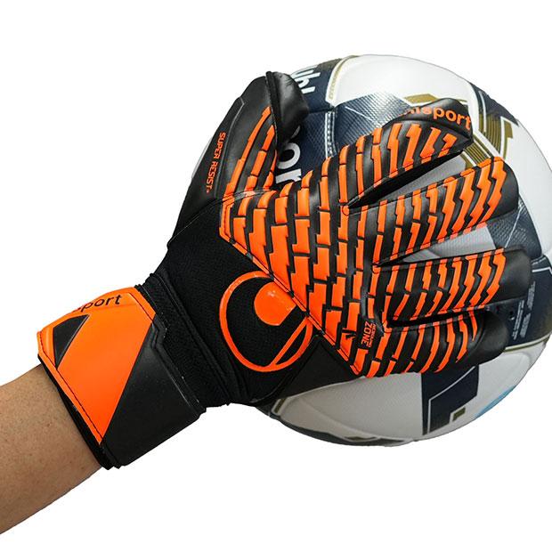 スーパーレジスト ハーフネガティブ　ブラック×フローオレンジ　【Uhlsport|ウールシュポルト】サッカーフットサルゴールキーパーグローブ10113_5