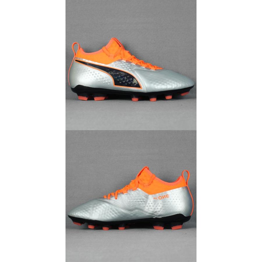 PUMA ONE シルバー/オレンジ スパイクシューズ PUMA（プーマ） ワン 2 レザー HG プーマシルバー×ショッキング