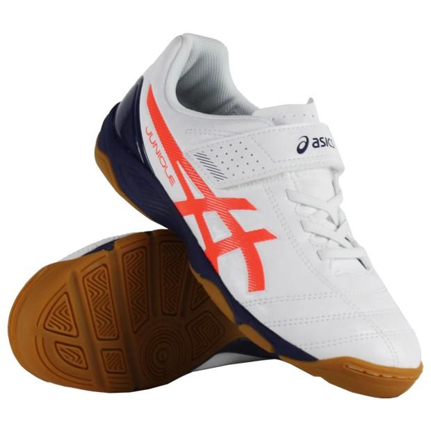 ジュニア ジュニオーレ 5 IN　ホワイト×フラッシュコーラル　【asics|アシックス】サッカージュニアトレーニングシューズ1104a010-100｜kemari87