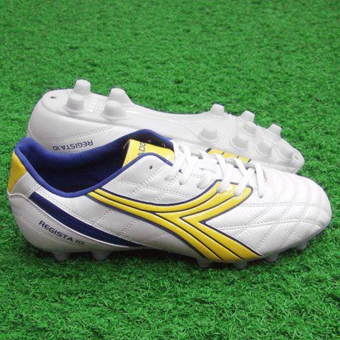 ディアドラ　レジスタ10 MD PU カンガルーレザー ワイドラスト 24cm DIADORA（ディアドラ） レジスタ10 MD PU ホワイト×イエロー 【diadora