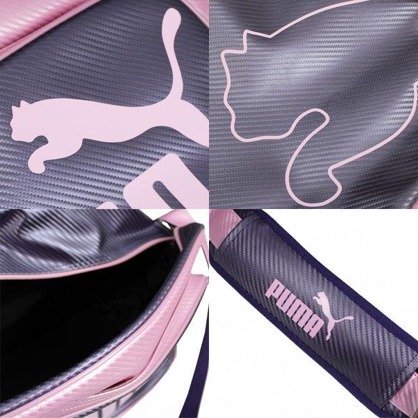 PUMA エナメルショルダーバッグM チームバイオレット×ピンク