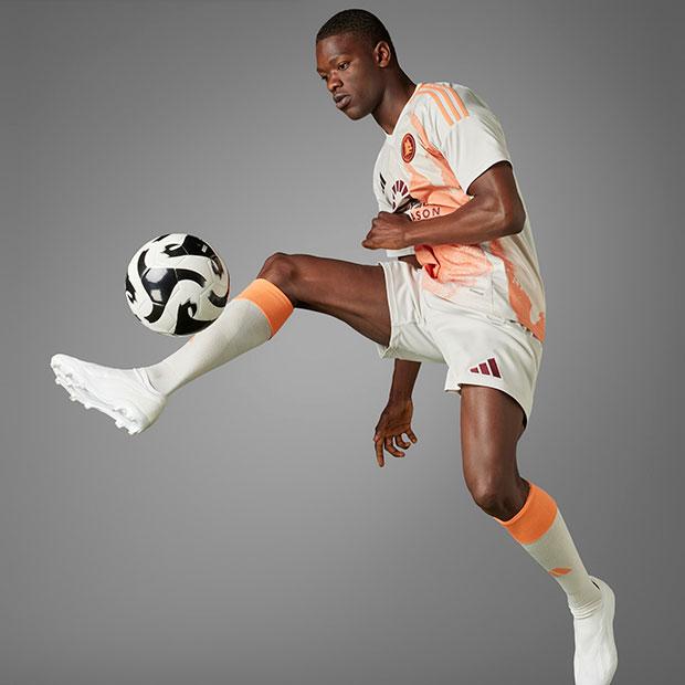 アディダスサッカーASローマトレーニング練習着ユニフォー白赤オレンジ24 25 adidas（アディダス） ASローマ 24-25 アウェイ 半袖レプリカ
