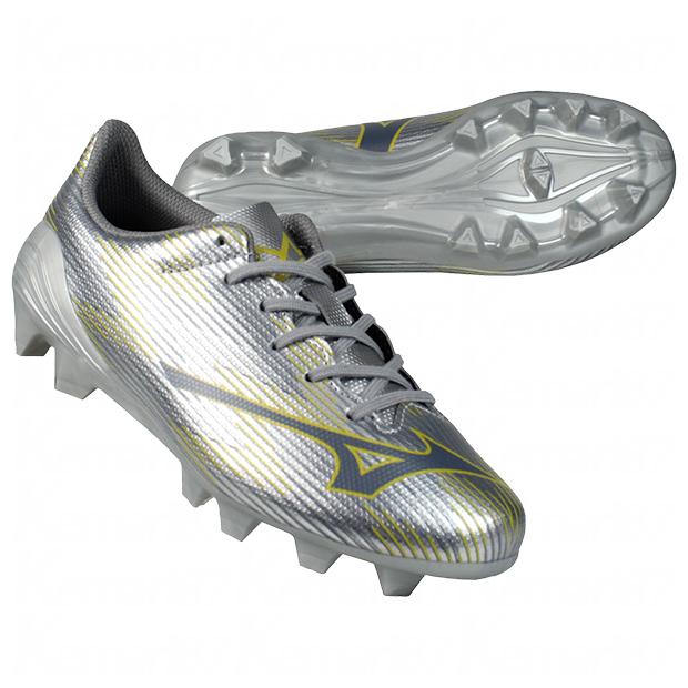 ジュニアサッカースパイク　ミズノ　アルファ　ブラック×ギャラクシーシルバー ジュニアサッカースパイク ミズノ アルファ ブラック×ギャラクシーシルバー