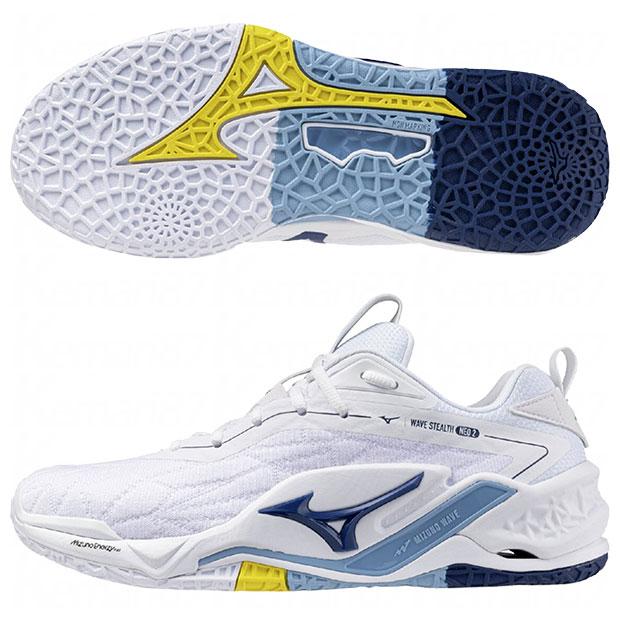 ミズノ ウェーブステルス　NEO 27.0 ハンドボール　バレーボール MIZUNO ウエーブ ステルス NEO 2 ホワイト×ネイビー 【MIZUNO