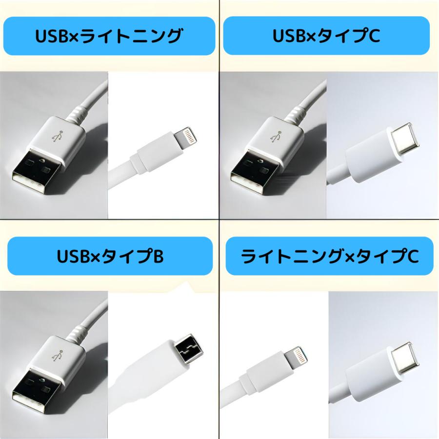 iPhone 充電 ケーブル タイプCケーブル タイプBケーブル iphone 全機種対応 50cm 1ｍ 2ｍ 3ｍ ライトニング端子 アイフォン 携帯充電器｜kemuri-yshop｜02