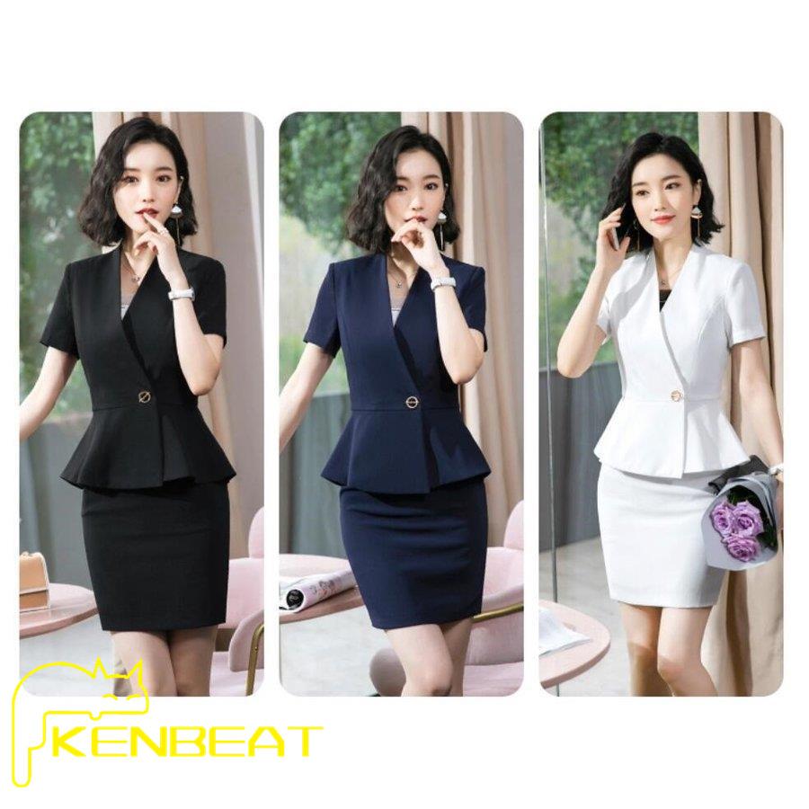 春のコレクション 2点セット 無地 フォーマル 通勤 Ol 面接 フリル スカートスーツ 3色 春秋夏 代30代40代 タイトスカート レディース 卒業式 半袖ジャケット スカート ミニ丈 ３点 以上 セット サイズ L