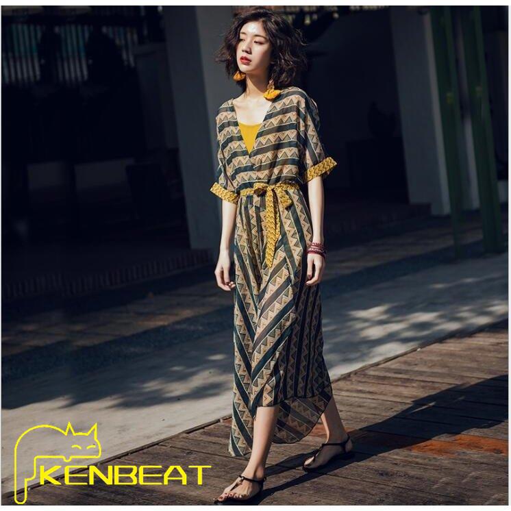 和風 ボヘミアン風 ビーチ ワンピース マキシ丈ワンピース 夏 リゾート ワンピース 海 ハワイアン マキシワンピ レディース 着痩せ効果 旅行送料無料 Fmfm Com Mx