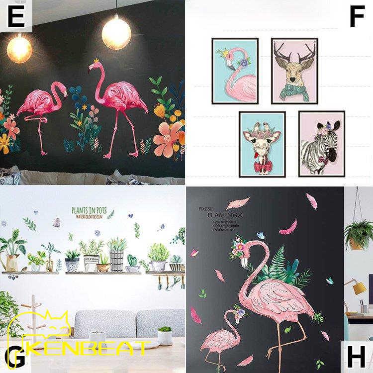 全国どこでも送料無料 インテリア 雑貨 ウォールステッカー ルームデコ 壁紙デコ 羽 フラミンゴ かわいい 観葉植物 女の子 ブルー グリーン 送料無料 Supplystudies Com