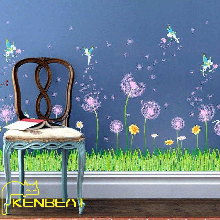 正規品 インテリア 雑貨 ウォールステッカー ルームデコ 壁紙デコ 花 優しい かわいい たんぽぽ 草原 ピンク グリーン 寝室 送料無料 Supplystudies Com