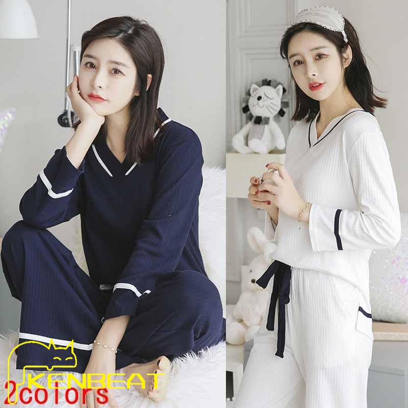 レディースパジャマ ルームウェア 部屋着 寝巻き オシャレ 可愛い 長袖パジャマ Vネック 上下セット リボン 女性パジャマ 韓国風 ゆったり 2点セット きれいめ 信頼