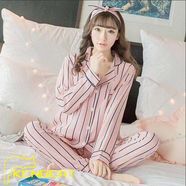 パジャマ ストライプ 韓国風 可愛い 上下セット 2点セット シャツ ナイトウエア レディースパジャマ 春秋 ネグリジェ 長袖 寝巻き ルームウェア 部屋着 前開き 国際ブランド