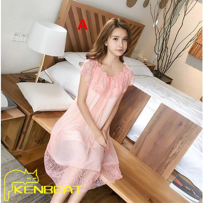 レース ワンピース ネグリジェ オフショルダー 最旬ダウン シースルー レディース ルームウェア 可愛い ナイトウェア 4色入 オシャレ 女性 夏 部屋着 寝巻き