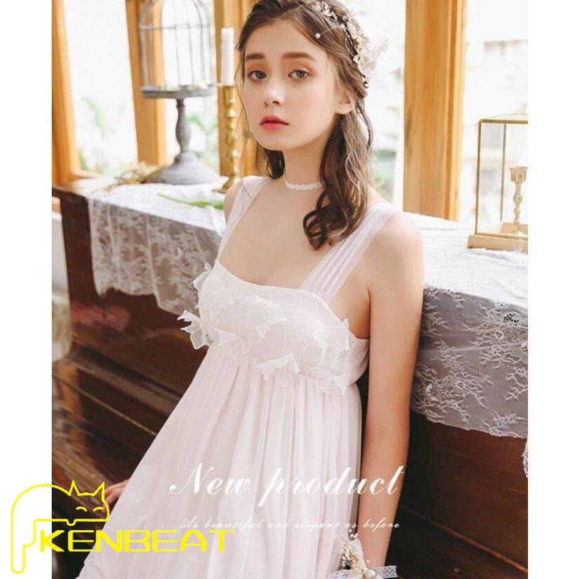 人気 ネグリジェ キャミソールワンピース 花飾り レディース ルームウェア 膝丈ワンピース 可愛い 部屋着 寝巻き リラックス ナイトウェア 夏 オシャレ 姫系 大好き