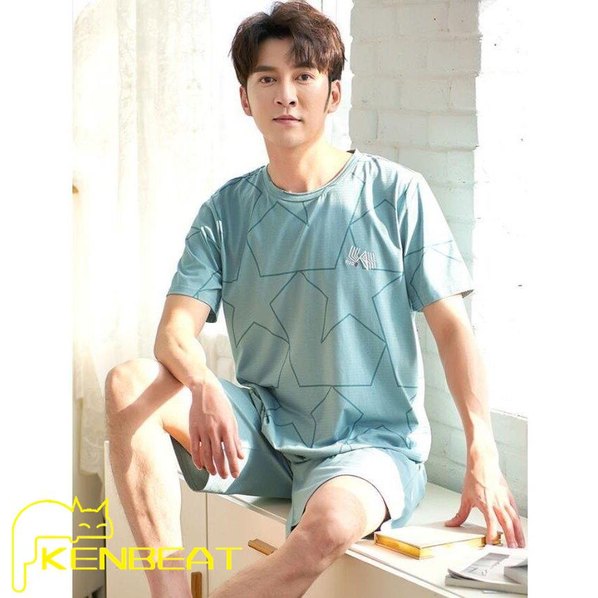 星柄 メンズパジャマ 2点セット 半袖tシャツ ショートパンツ 新品 パジャマ ナイトウェア ルームウエア 寝巻き 部屋着 夏 薄手 綿 シンプル おしゃれ 紳士用 最低価格の