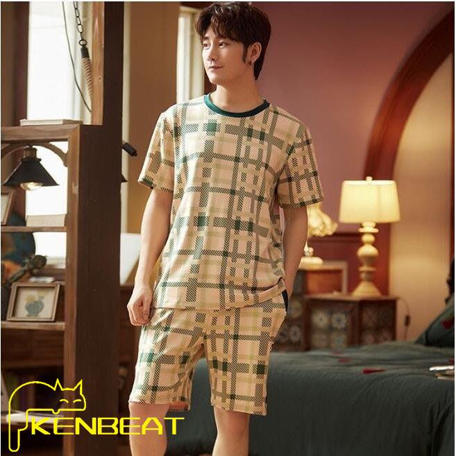 チェック柄 パジャマ ナイトウェア ルームウエア メンズパジャマ 2点セット 半袖tシャツ ハーフパンツ 上下セット 寝巻き 部屋着 肌触り良い おしゃれ 夏新作 正規逆輸入品