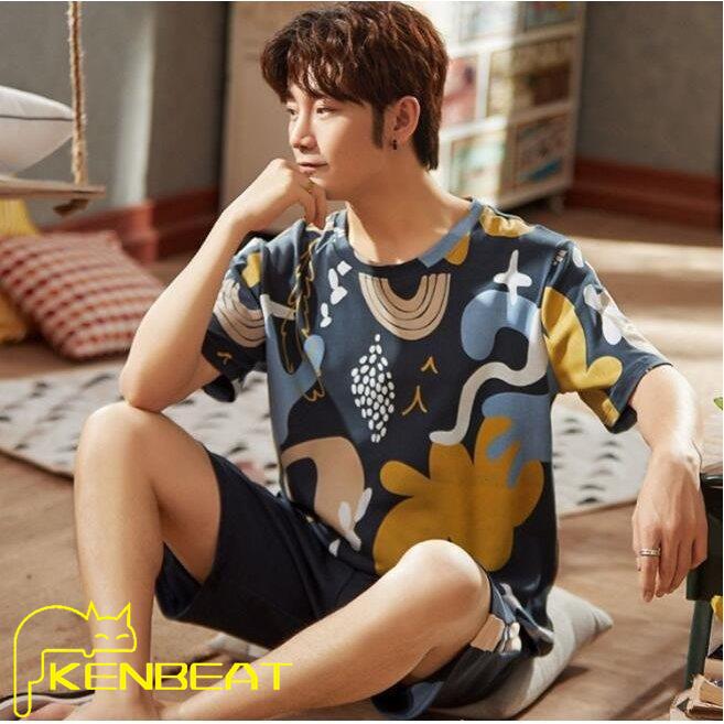 韓国風 パジャマ 2点セット メンズ 半袖tシャツ ハーフパンツ 柄 プリント ナイトウェア ルームウエア 部屋着 寝巻き 夏 着心地良い 紳士 おしゃれ 代30代 期間限定今なら送料無料