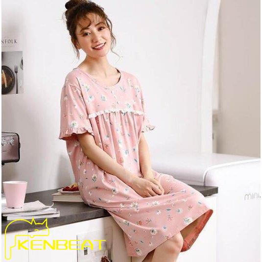 花柄 ネグリジェ レディース フリル 半袖 姫系 ロング Tシャツワンピース 人気 部屋着 春