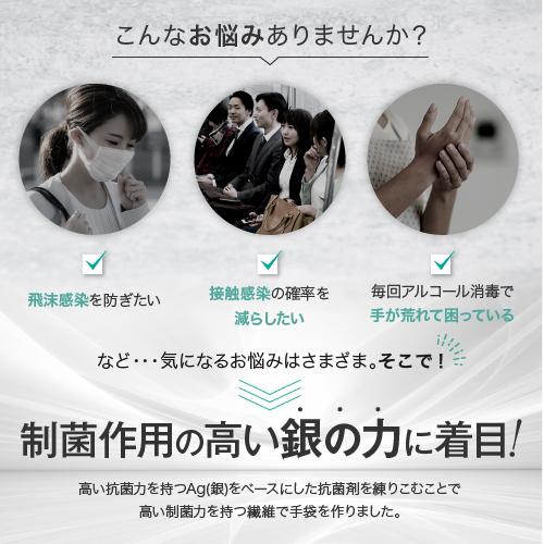手袋 銀の力 洗える 制菌手袋 抗菌 日本製 縫い目なし 薄い 軽量 銀 E Te01 ケンビースポーツソックス研究所 通販 Yahoo ショッピング