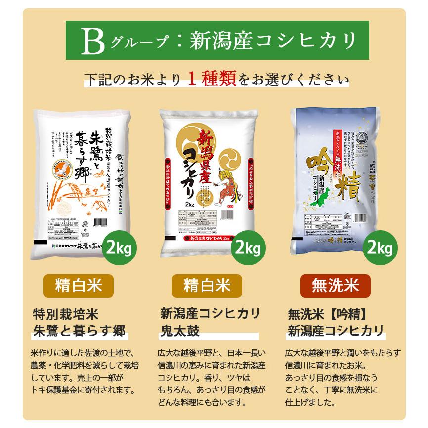 お米 4kg 送料無料 食べ比べ お試し いなほんぽのコシヒカリ選べるセット 4kg(2kg&times;2) プレゼント付 無洗米 精白米 新潟産 魚沼産 令和6年産
