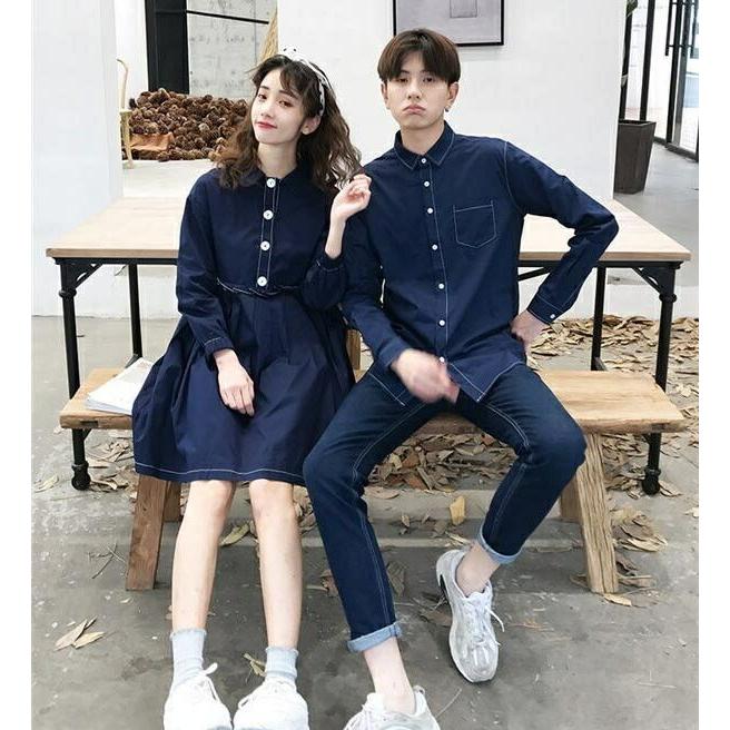 割引 おしゃれ カップル 前開き きれいめ ひざ上 長袖 カジュアル リンクコーデ シンプル ペアルック メンズ レディース シャツ ワンピース お誕生日 夫 プレゼント 長袖 Size 2l Xl Michiganestateplanning Com