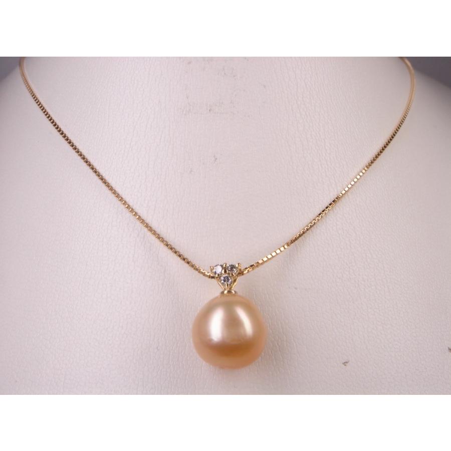 18金南洋ゴールデンパールペンダントネックレス 12mm : KenBrand 