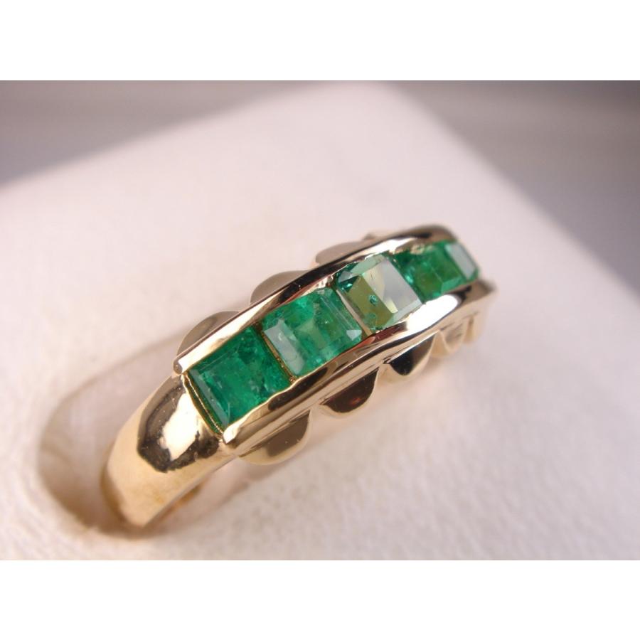 18金 エメラルド一文字リング 0．60ct : KenBrand - 通販 